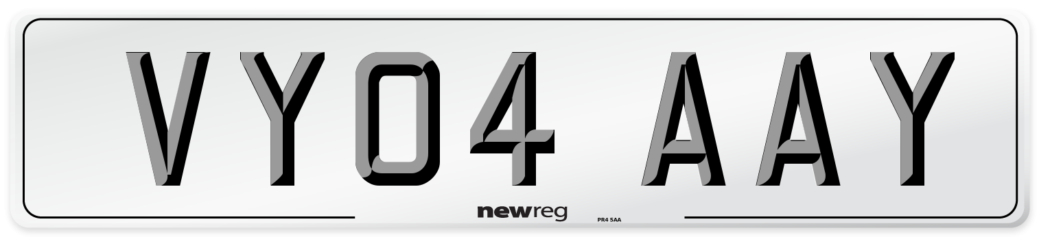VY04 AAY Number Plate from New Reg